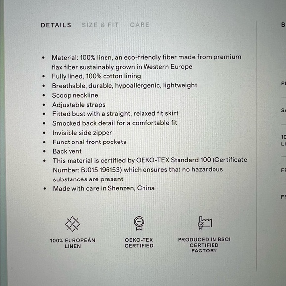 💯% European Linen Scoop Neck Midi Dress  - light yellow, Medium, NEW - Picture 9 of 11